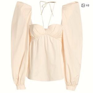 Johanna Ortiz Picturesque Poplin Puff Sleeve Blouse - Cream